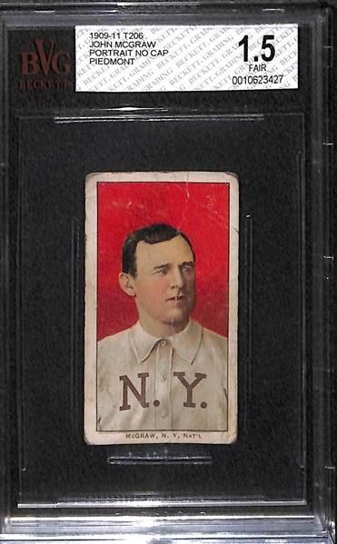 1909-11 T206 John McGraw - Portrait No Cap - Piedmont Back - Factory 25 - BVG 1.5