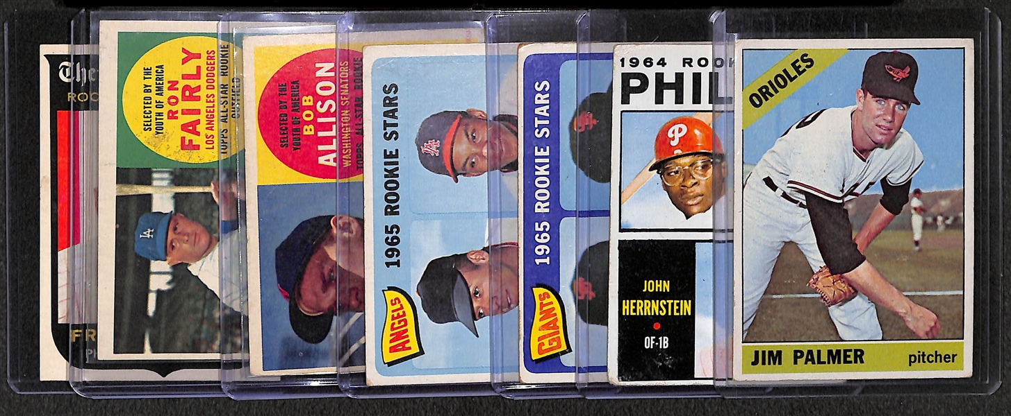 Lot of (7) Baseball Rookie Cards from 1959 to 1966 w/ Jim Palmer and Dick Allen