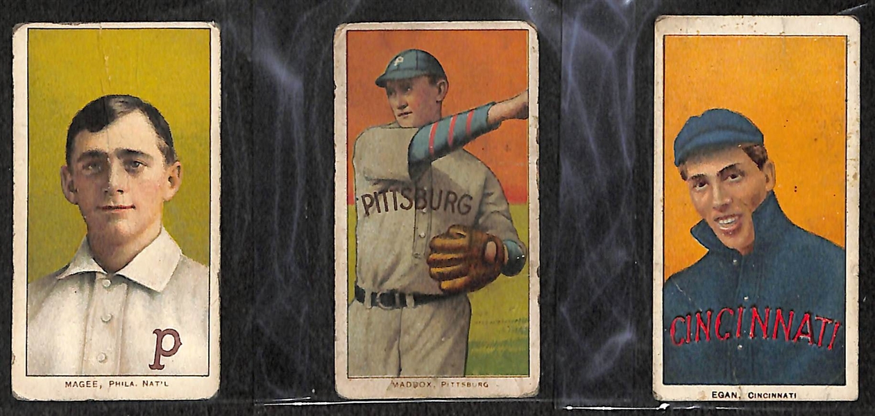 Lot of 3 1909-11 T206 Baseball Cards - Magee, Maddox, Egan