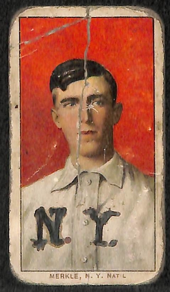 Lot of 4 1909-11 T206 Baseball Cards - Tenney, Snodgrass, Merkle, Herzog