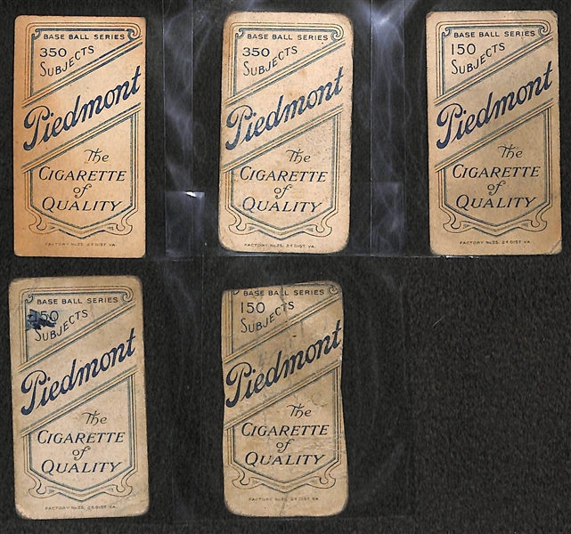 Lot of 5 1909-11 T206 Baseball Cards w. Matty McIntyre (Detroit) & Ed Willett (w. Bat)