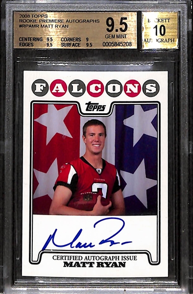 2008 Topps Matt Ryan Premier Autograph Rookie Card BGS 9.5
