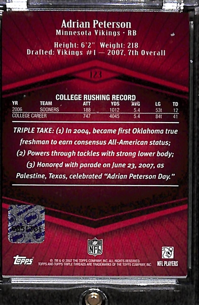 2007 Topps Triple Threads Adrian Peterson Autograph Jersey Rookie Card 78/99