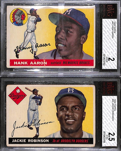 Lot of 2 - 1955 Topps Hank Aaron & Jackie Robinson - BVG