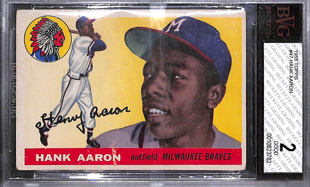 Lot of 2 - 1955 Topps Hank Aaron & Jackie Robinson - BVG