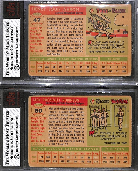 Lot of 2 - 1955 Topps Hank Aaron & Jackie Robinson - BVG