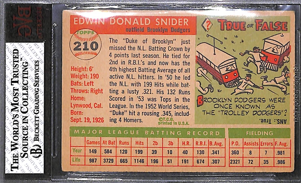 1955 Topps #210 Duke Snider - BVG 3