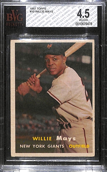 1957 Topps Willie Mays Graded Beckett BVG 4.5