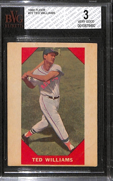Lot of 2 - 1960 Fleer Baseball Cards - Babe Ruth & Ted Williams - BVG 5 & 3