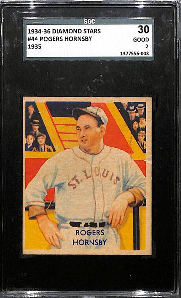 1934-36 Diamond Stars #44 Rogers Hornsby (1935) - SGC 30 (2)