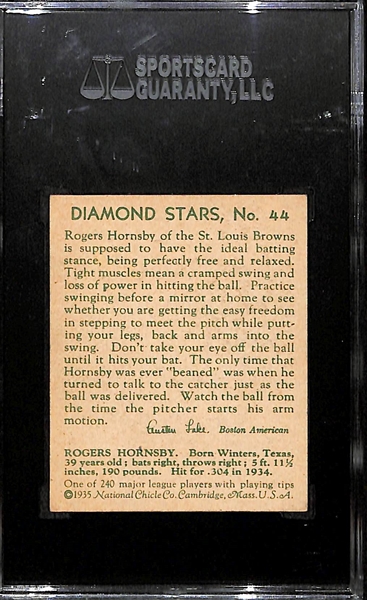 1934-36 Diamond Stars #44 Rogers Hornsby (1935) - SGC 30 (2)