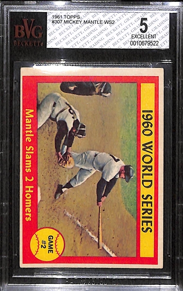 Lot of 3 - 1960-61 Topps Baseball Cards w. Mickey Mantle - BVG 5 & 4.5