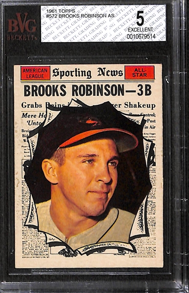 Lot of 3 - 1961 Topps Baseball Cards - Brooks Robinson AS & Al Kaline AS - BVG 5 & 6