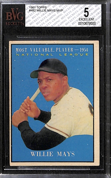 Lot of 2 - 1961 Topps Willie Mays Baseball Cards  - Both BVG 5