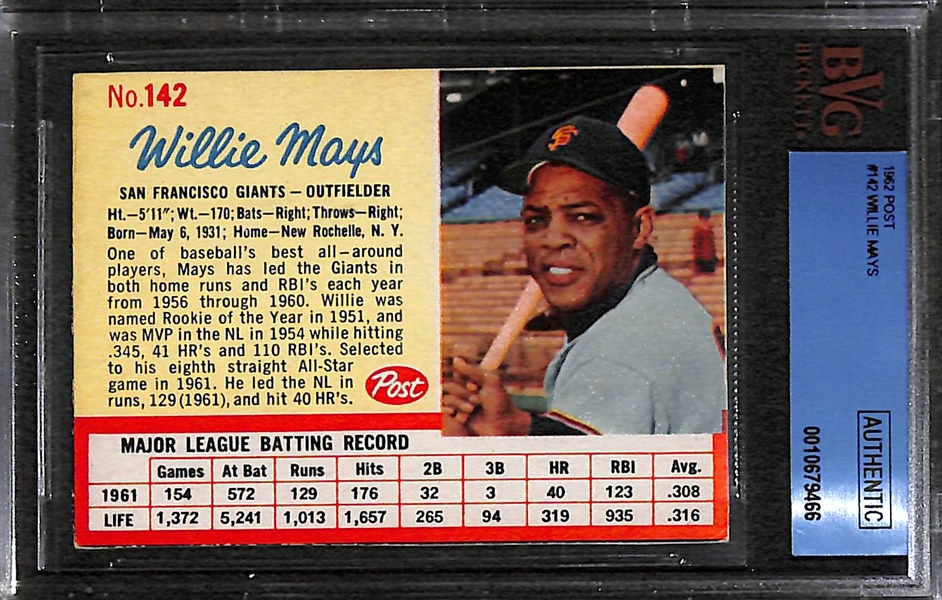 Lot of 2 - 1962 & 1963 Post Mays & Jello Mantle Cards - BVG Authentic