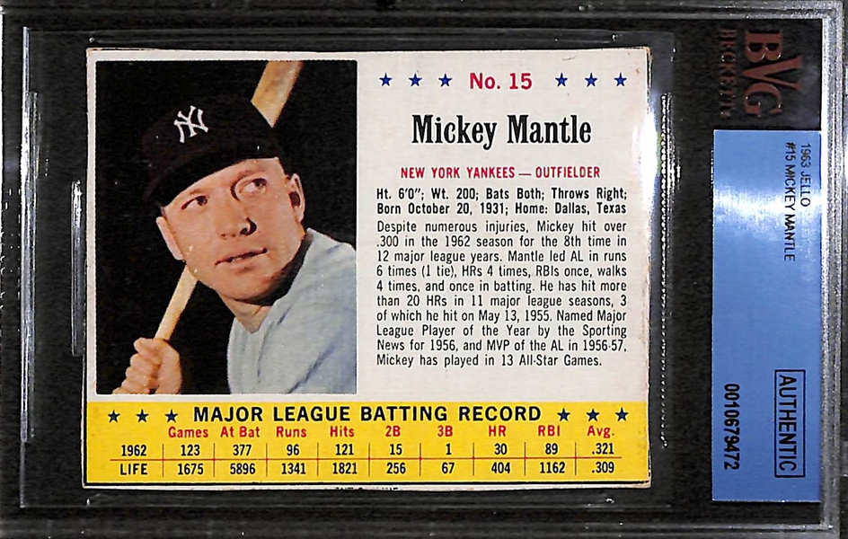 Lot of 2 - 1962 & 1963 Post Mays & Jello Mantle Cards - BVG Authentic