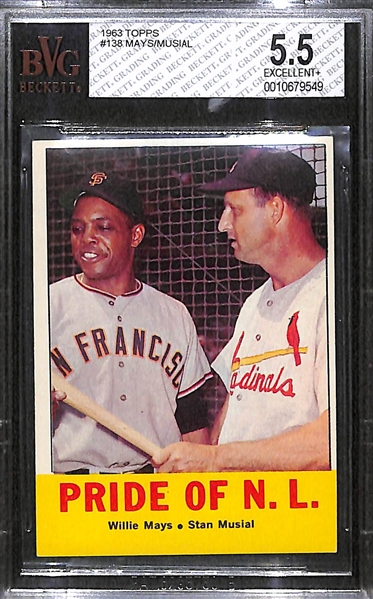 Lot of 3 - 1962 & 1963 Topps Willie Mays Cards - BVG