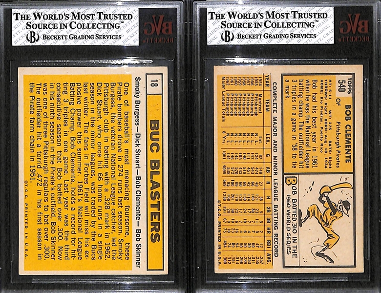 Lot of 2 - 1963 Topps Roberto Clemente Cards - Both BVG 5.5
