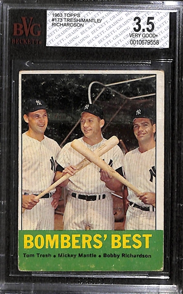 Lot of 2 - 1963 & 1964 Topps Mickey Mantle Cards - BVG