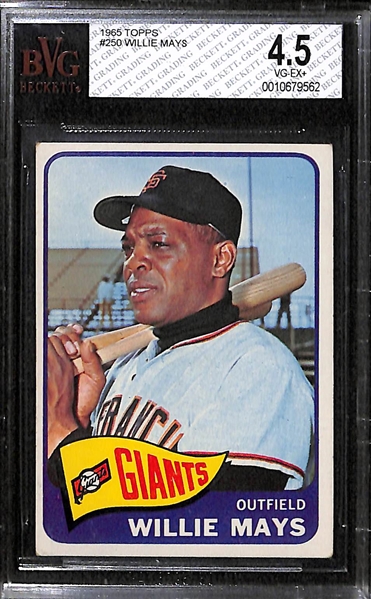 Lot of 2 - 1965 Topps Baseball Cards - Willie Mays & Sandy Koufax - BVG