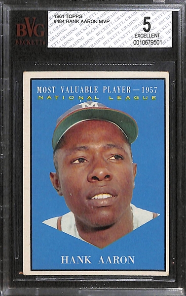 Lot of 2 - Topps Hank Aaron Cards - 1961 & 1970 - BVG