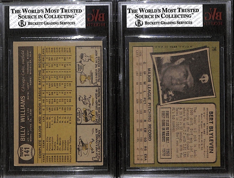 Billy Williams & Bert Blyleven Rookie Card Lot - BVG 6 & 6.5