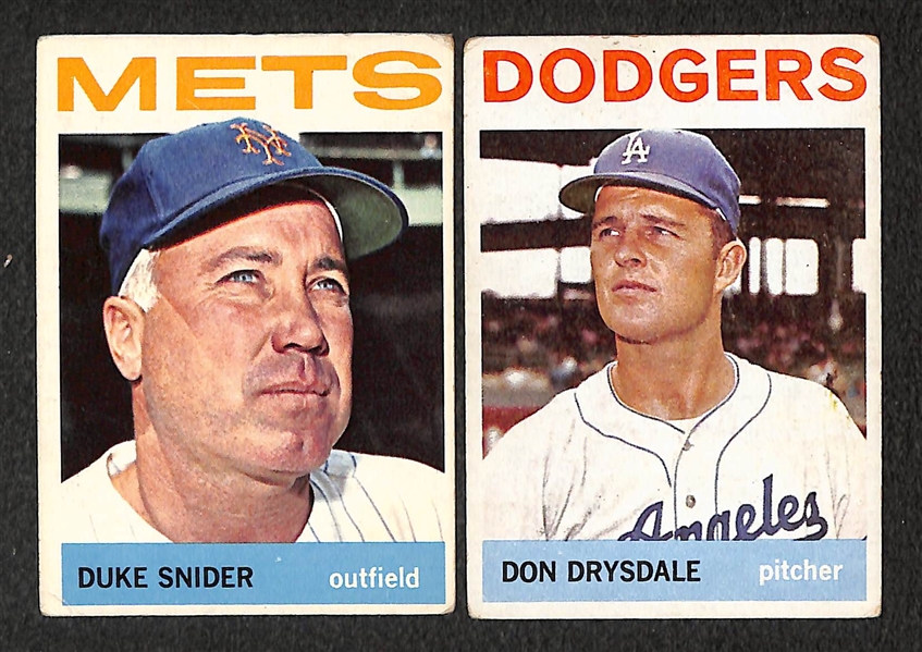 Lot of 200 Different 1964 Topps Baseball Cards w. Duke Snider