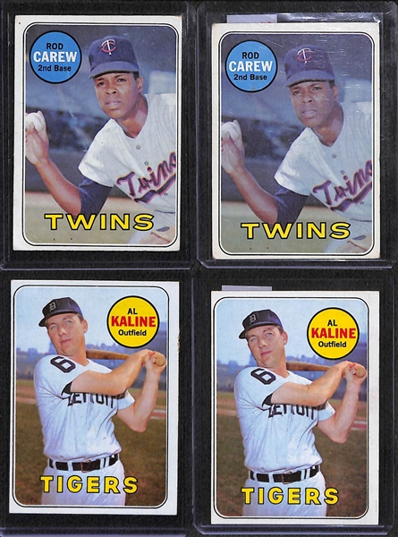 Lot of 115 - 1969 Topps Baseball Cards w. Rod Carew x2