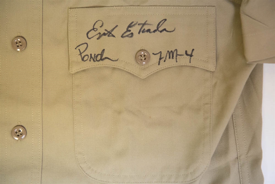 Larry Wilcox/Eric Estrada CHiPs Autographed Khaki Police Shirt - JSA