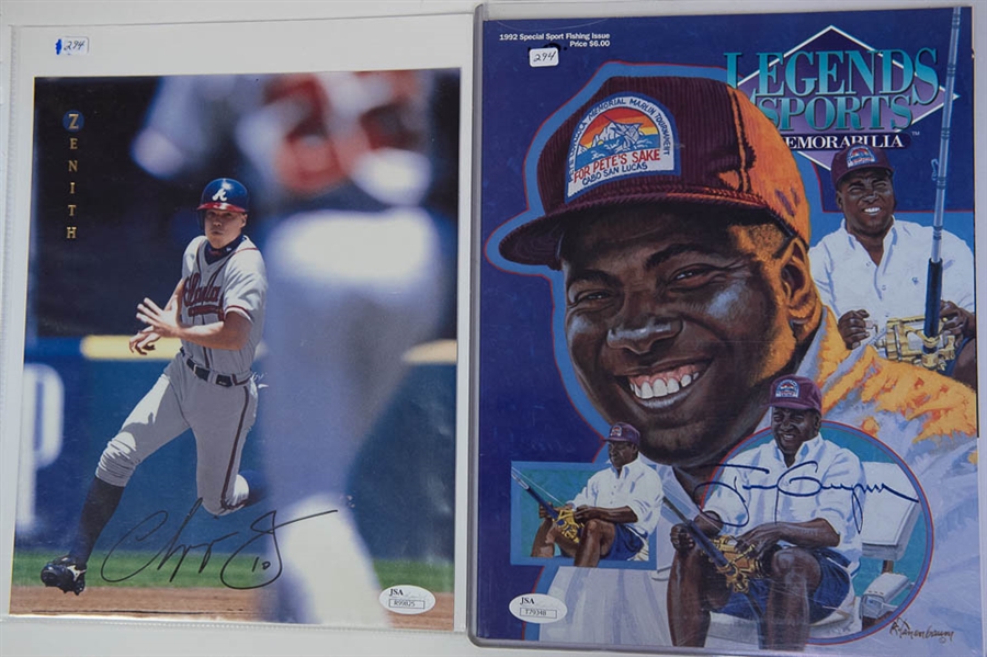 Lot of 2 Baseball Greats Autographs - Chipper Jones & Tony Gwynn - JSA