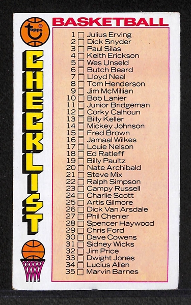 1976-77 Topps Basketball Complete Set with 4 PSA Graded Cards (#60 Maravich PSA 8; #1 Erving PSA 8; #77 Phil Jackson PSA 7; #100 Jabbar PSA 8)