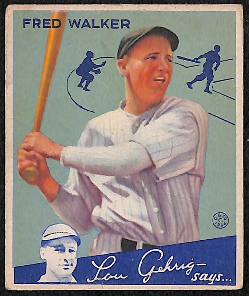 Lot of 3 - 1934 Goudey Baseball Cards w. Fred Walker