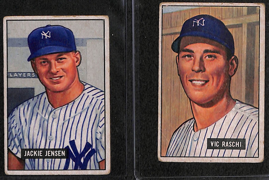 Lot of 8 - 1951 Bowman Baseball Cards w. Jackie Jensen Rookie Card