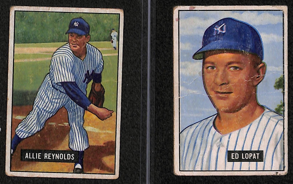 Lot of 8 - 1951 Bowman Baseball Cards w. Jackie Jensen Rookie Card