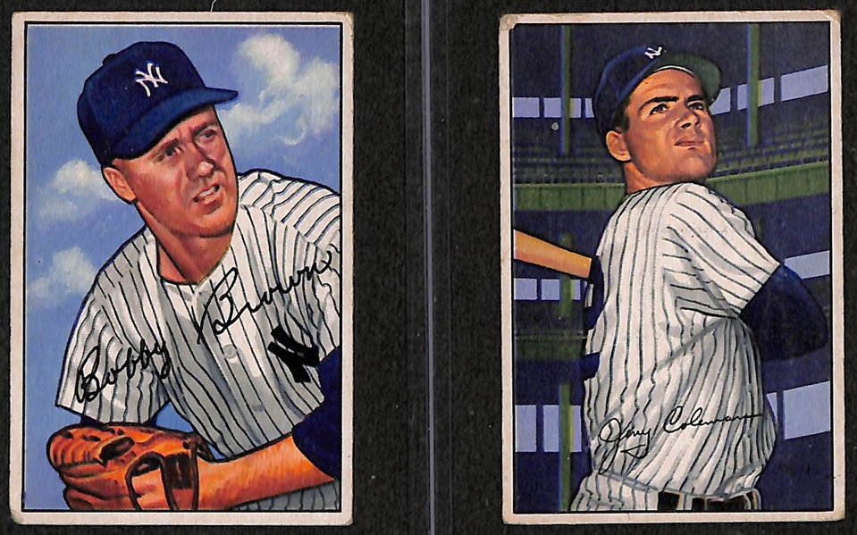 Lot of 10 - 1952 Bowman Baseball Cards w. Bobby Brown