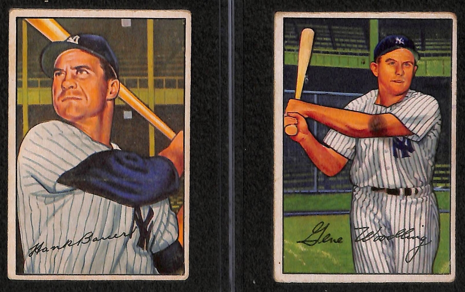 Lot of 10 - 1952 Bowman Baseball Cards w. Bobby Brown