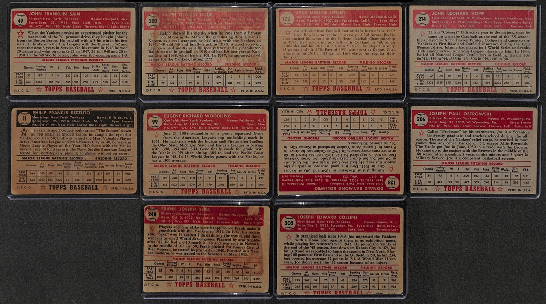 Lot of 10 - 1952 Topps Baseball Cards w. Johnny Sain