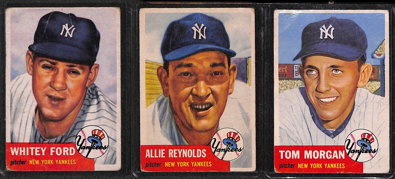 Lot of 10 1953-54 Topps Baseball Cards w. 1953 Whitey Ford & 1954 Yogi Berra