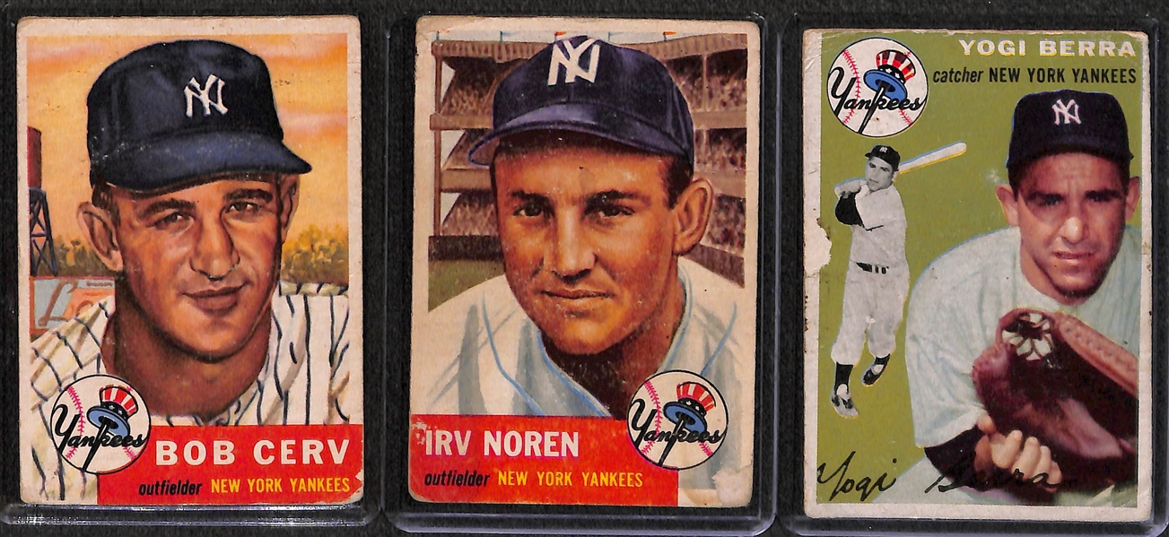 Lot of 10 1953-54 Topps Baseball Cards w. 1953 Whitey Ford & 1954 Yogi Berra
