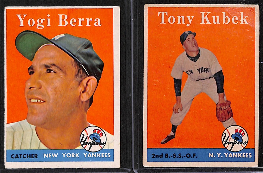Lot of 15 1957-58 Topps Baseball Cards w. 1958 Yogi Berra