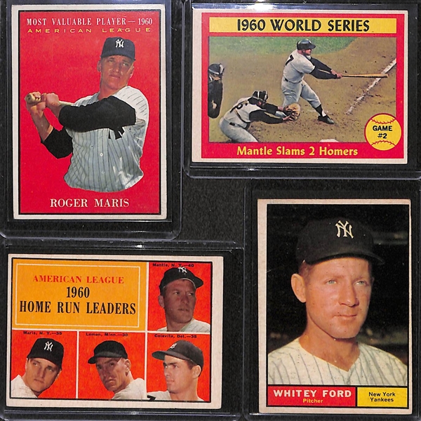 Lot of 4 - 1961 Yankee Cards w. Roger Maris MVP