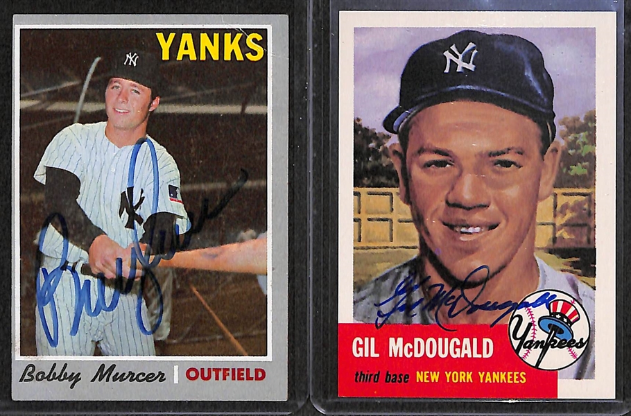 Lot of 22 Autographed Yankee Cards (Mostly 1960s-1970s) w. 1970 Bobby Murcer