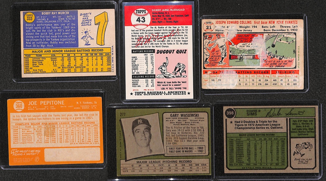 Lot of 22 Autographed Yankee Cards (Mostly 1960s-1970s) w. 1970 Bobby Murcer