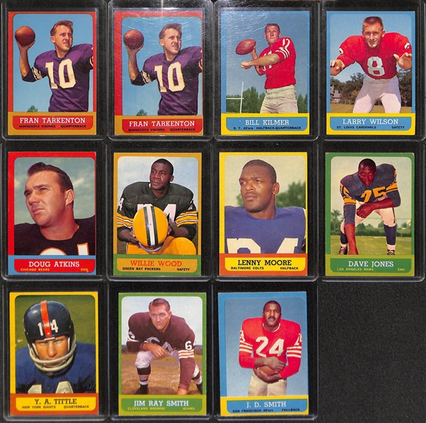 Lot of 11 - 1963 Topps Football Cards w. Fran Tarkenton x2
