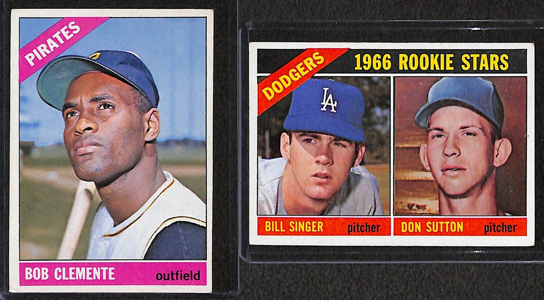 Lot of 9 - 1966 Topps Baseball Cards w. Roberto Clemente