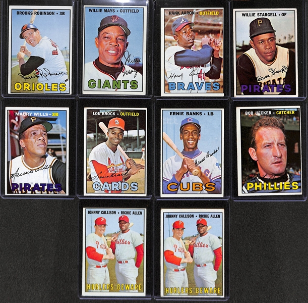 Lot of 10 - 1967 Topps Baseball Cards w. Brooks Robinson