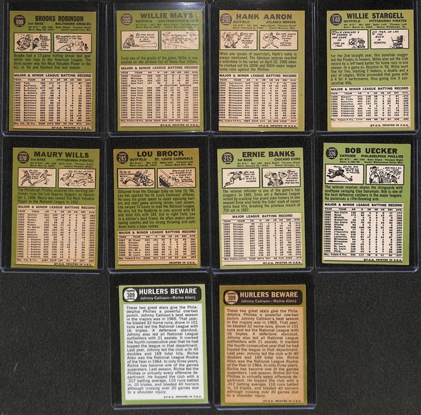 Lot of 10 - 1967 Topps Baseball Cards w. Brooks Robinson