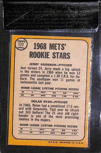1968 Topps Nolan Ryan Rookie Card Beckett Raw Graded BVG 6.5