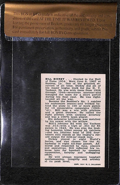 High Grade Bill Dickey (He was right handed version) 1950 Callahan Hall of Fame Card - Beckett Raw Graded BVG 8