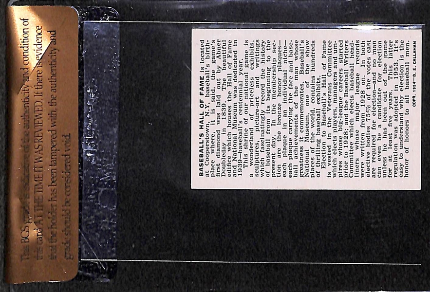 HOF Museum (Exterior) 1950 Callahan Hall of Fame Card - Beckett Raw Graded BVG 7.5 - End's With all baseball ...